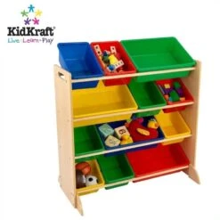 KidKraft 2 Piece Modern White Play Kitchen With Colorful Storage Bin Set -Cymax Sales 1902821 4 L