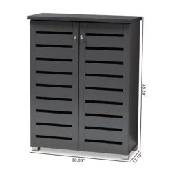 Baxton Studio Adalwin 2-Door Wood Entryway Shoe Cabinet In Dark Gray -Cymax Sales 1917776 5 L