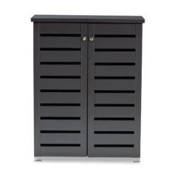 Baxton Studio Adalwin 2-Door Wood Entryway Shoe Cabinet In Dark Gray -Cymax Sales 1917776 9 L
