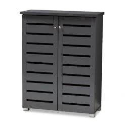 Baxton Studio Adalwin 2-Door Wood Entryway Shoe Cabinet In Dark Gray