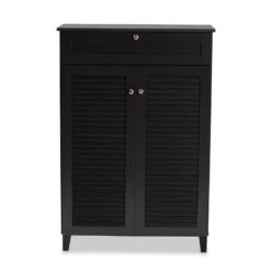 Baxton Studio Coolidge Wood 5-Shelf And Drawer Shoe Cabinet In Dark Gray -Cymax Sales 1944834 2 L
