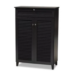 Baxton Studio Coolidge Wood 5-Shelf And Drawer Shoe Cabinet In Dark Gray