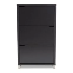 Baxton Studio Simms Contemporary Wood 3 Pull-out Shelf Shoe Cabinet In Dark Gray 12 Baxton Studio Simms Contemporary Wood 3 Pull-out Shelf Shoe Cabinet In Dark Gray -Cymax Sales 1944843 2 L
