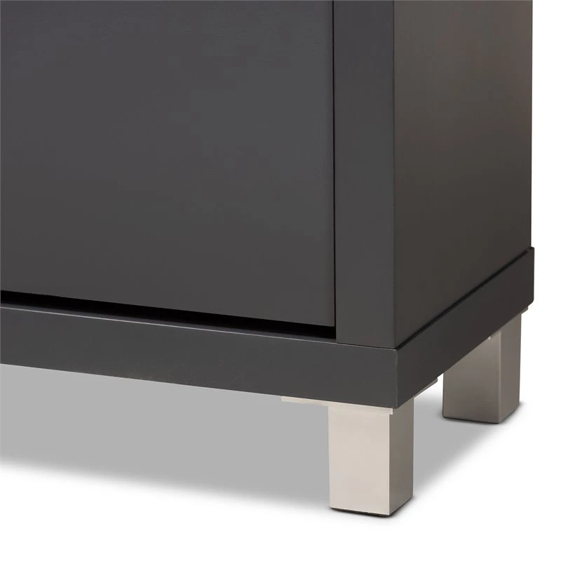 Baxton Studio Simms Contemporary Wood 3 Pull-out Shelf Shoe Cabinet In Dark Gray 6 Baxton Studio Simms Contemporary Wood 3 Pull-out Shelf Shoe Cabinet In Dark Gray - Image 6