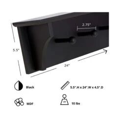 Kieragrace KG Traditional Foster Wall Shelf With 5 Pegs Black Engineered Wood -Cymax Sales 1948702 6 L