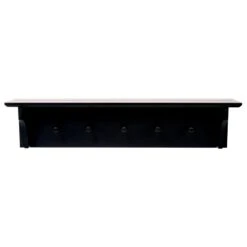 Kieragrace KG Traditional Foster Wall Shelf With 5 Pegs Black Engineered Wood