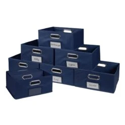 Niche Cubo Set Of 12 Half-Size Foldable Fabric Storage Bins- Blue