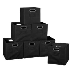 Niche Cubo Set Of 12 Foldable Fabric Storage Bins- Black