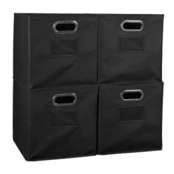Niche Cubo Set Of 4 Collapsible Fabric Storage Bins In Black