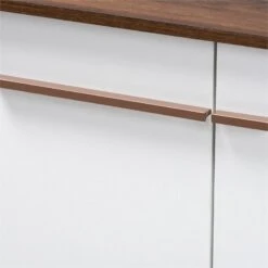 Baxton Studio Mid-Century Mette Wood Shoe Cabinet In White And Walnut -Cymax Sales 1951210 5 L