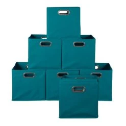Niche Cubo Set Of 12 Collapsible Fabric Storage Bins In Teal -Cymax Sales 1952584 3 L