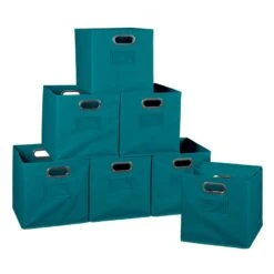 Niche Cubo Set Of 12 Collapsible Fabric Storage Bins In Teal