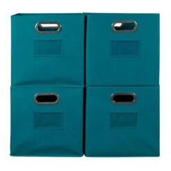 Niche Cubo Storage Set Of 4 Collapsible Fabric Storage Bins In Teal -Cymax Sales 1952588 2 L