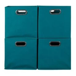 Niche Cubo Storage Set Of 4 Collapsible Fabric Storage Bins In Teal -Cymax Sales 1952588 3 L
