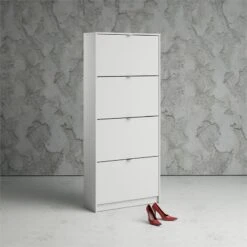 Tvilum Bright 4 Drawer Shoe Cabinet In White -Cymax Sales 1953161 6 L