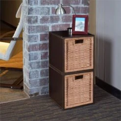 Niche Cubo Storage Set - 2 Cubes And 2 Wicker Baskets- Truffle/Natural -Cymax Sales 1966978 11 L