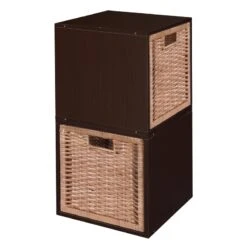 Niche Cubo Storage Set - 2 Cubes And 2 Wicker Baskets- Truffle/Natural -Cymax Sales 1966978 13 L