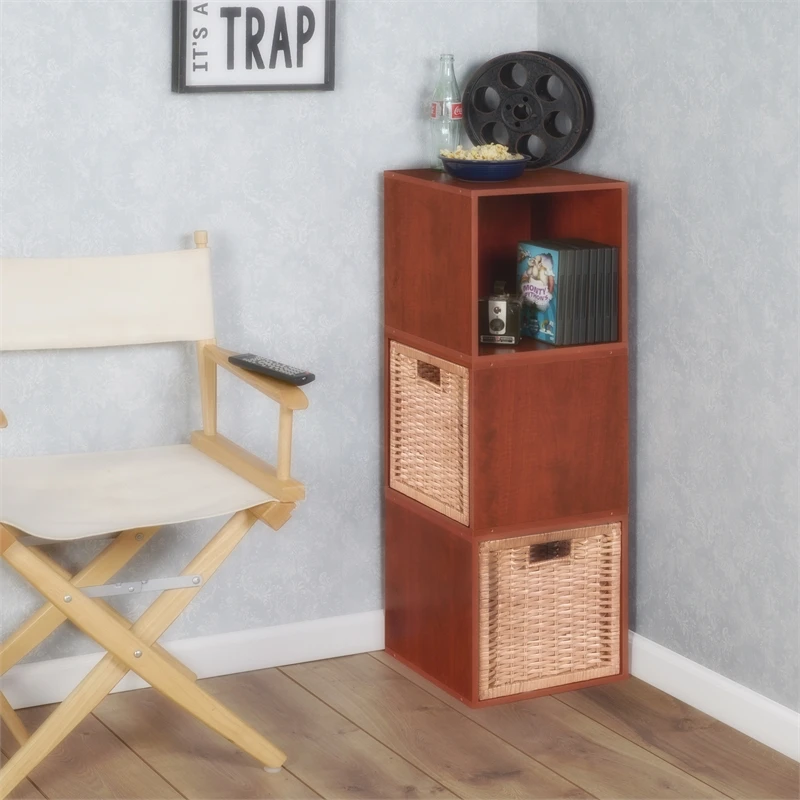 Niche Cubo Storage Set - 3 Cubes And 2 Wicker Baskets- Cherry/Natural 9 Niche Cubo Storage Set - 3 Cubes And 2 Wicker Baskets- Cherry/Natural - Image 9
