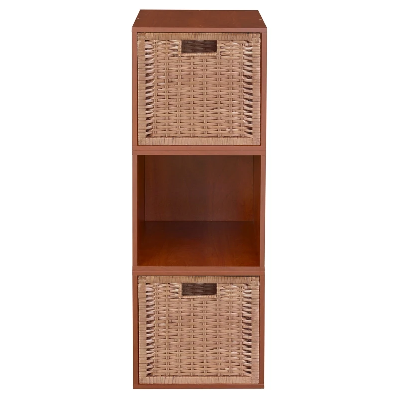 Niche Cubo Storage Set - 3 Cubes And 2 Wicker Baskets- Cherry/Natural 3 Niche Cubo Storage Set - 3 Cubes And 2 Wicker Baskets- Cherry/Natural - Image 3