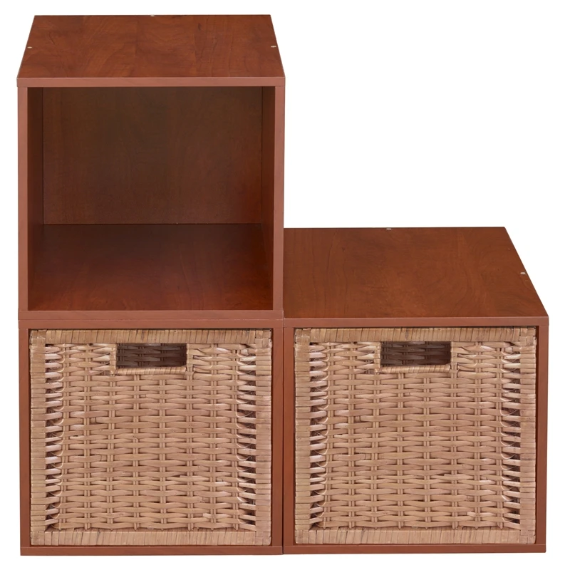 Niche Cubo Storage Set - 3 Cubes And 2 Wicker Baskets- Cherry/Natural 5 Niche Cubo Storage Set - 3 Cubes And 2 Wicker Baskets- Cherry/Natural - Image 5