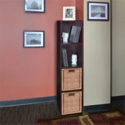 Niche Cubo Storage Set - 4 Cubes And 2 Wicker Basket- Truffle/Natural -Cymax Sales 1966984 10 L