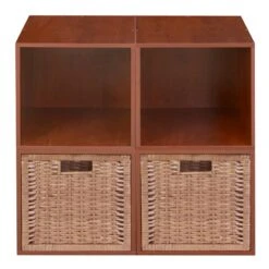 Niche Cubo Storage Set - 4 Cubes And 2 Wicker Baskets- Cherry/Natural 16 Niche Cubo Storage Set - 4 Cubes And 2 Wicker Baskets- Cherry/Natural -Cymax Sales 1966985 10 L