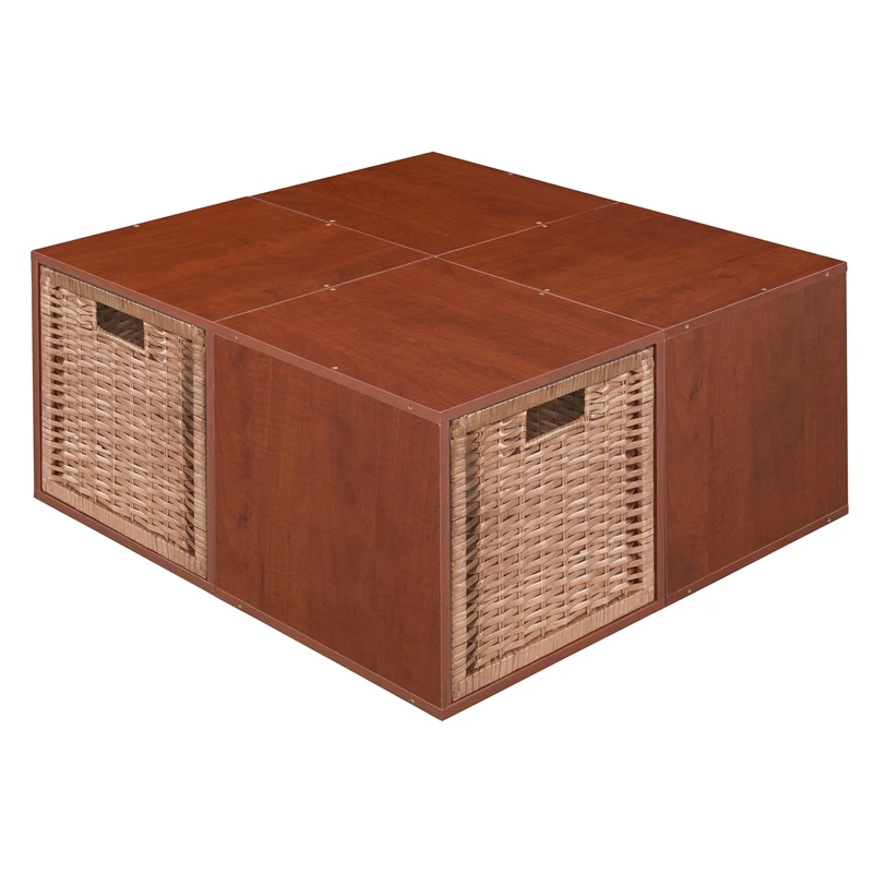 Niche Cubo Storage Set - 4 Cubes And 2 Wicker Baskets- Cherry/Natural 6 Niche Cubo Storage Set - 4 Cubes And 2 Wicker Baskets- Cherry/Natural - Image 6