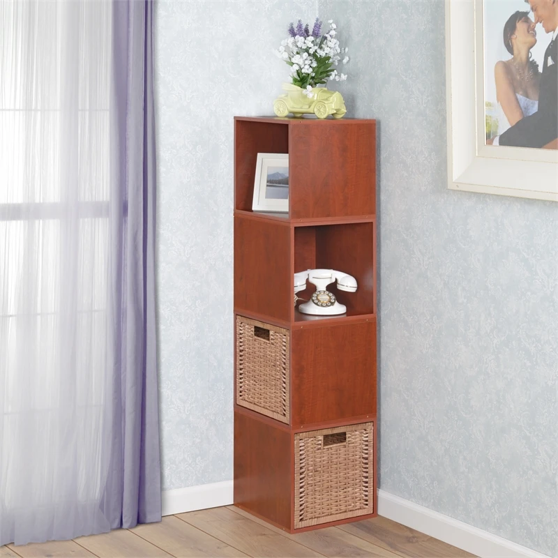Niche Cubo Storage Set - 4 Cubes And 2 Wicker Baskets- Cherry/Natural 3 Niche Cubo Storage Set - 4 Cubes And 2 Wicker Baskets- Cherry/Natural - Image 3