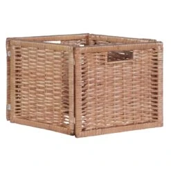 Niche Cubo Storage Set - 4 Cubes And 2 Wicker Baskets- White Wood Grain/Natural -Cymax Sales 1966986 19 L