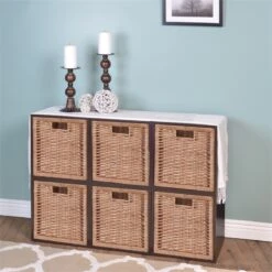 Niche Cubo Storage Set - 6 Cubes And 6 Wicker Baskets- Truffle/Natural -Cymax Sales 1966987 10 L