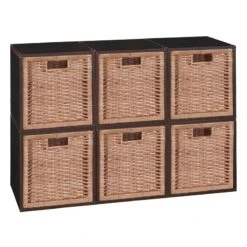 Niche Cubo Storage Set - 6 Cubes And 6 Wicker Baskets- Truffle/Natural