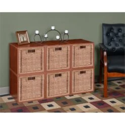 Niche Cubo Storage Set - 6 Cubes And 6 Wicker Baskets- Cherry/Natural 25 Niche Cubo Storage Set - 6 Cubes And 6 Wicker Baskets- Cherry/Natural -Cymax Sales 1966988 12 L