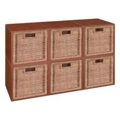 Niche Cubo Storage Set - 6 Cubes And 6 Wicker Baskets- Cherry/Natural 27 Niche Cubo Storage Set - 6 Cubes And 6 Wicker Baskets- Cherry/Natural -Cymax Sales 1966988 14 L