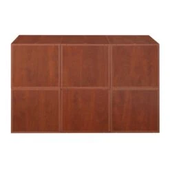 Niche Cubo Storage Set - 6 Cubes And 6 Wicker Baskets- Cherry/Natural 30 Niche Cubo Storage Set - 6 Cubes And 6 Wicker Baskets- Cherry/Natural -Cymax Sales 1966988 18 L