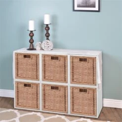 Niche Cubo Storage Set - 6 Cubes And 6 Wicker Baskets- White Wood Grain/Natural -Cymax Sales 1966989 15 L