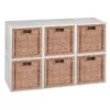 Niche Cubo Storage Set - 6 Cubes And 6 Wicker Baskets- White Wood Grain/Natural