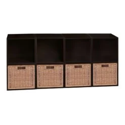 Niche Cubo Storage Set - 8 Cubes And 4 Wicker Baskets- Truffle/Natural -Cymax Sales 1966990 12 L