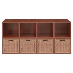 Niche Cubo Storage Set - 8 Cubes And 4 Wicker Baskets- Cherry/Natural -Cymax Sales 1966991 19 L