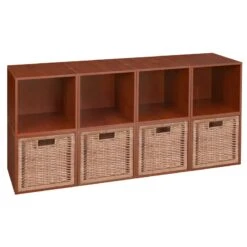 Niche Cubo Storage Set - 8 Cubes And 4 Wicker Baskets- Cherry/Natural