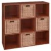 Niche Cubo Storage Set - 9 Cubes And 4 Wicker Baskets- Cherry/Natural