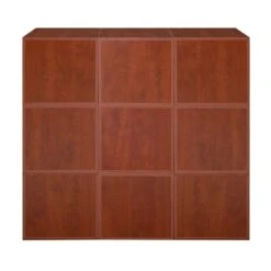 Niche Cubo Storage Set - 9 Cubes And 4 Wicker Baskets- Cherry/Natural -Cymax Sales 1966994 12 L