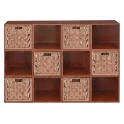 Niche Cubo Storage Set - 12 Cubes And 6 Wicker Baskets- Cherry/Natural -Cymax Sales 1966997 15 L