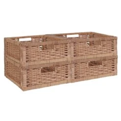 Niche Cubo Set Of 4 Half-Size Foldable Wicker Storage Basket- Natural -Cymax Sales 1966999 10 L