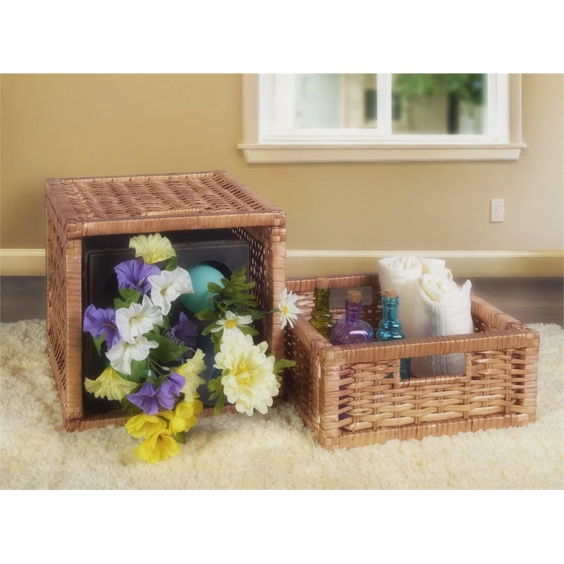 Niche Cubo Set Of 12 Half-Size Foldable Wicker Storage Basket- Natural 7 Niche Cubo Set Of 12 Half-Size Foldable Wicker Storage Basket- Natural - Image 7