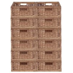 Niche Cubo Set Of 12 Half-Size Foldable Wicker Storage Basket- Natural 23 Niche Cubo Set Of 12 Half-Size Foldable Wicker Storage Basket- Natural -Cymax Sales 1967000 15 L