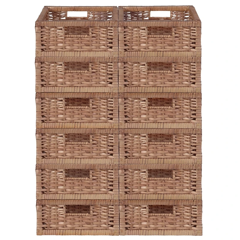 Niche Cubo Set Of 12 Half-Size Foldable Wicker Storage Basket- Natural 9 Niche Cubo Set Of 12 Half-Size Foldable Wicker Storage Basket- Natural - Image 9