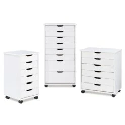Linon Callie Six Drawer Wood Rolling Storage Cart In White Wash -Cymax Sales 1975777 15 L