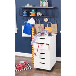 Linon Callie Six Drawer Wood Rolling Storage Cart In White Wash -Cymax Sales 1975777 19 L