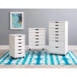 Linon Callie Six Drawer Wood Rolling Storage Cart In White Wash -Cymax Sales 1975777 21 L