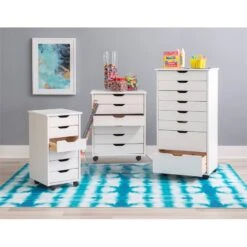 Linon Callie Six Drawer Wood Rolling Storage Cart In White Wash -Cymax Sales 1975777 23 L